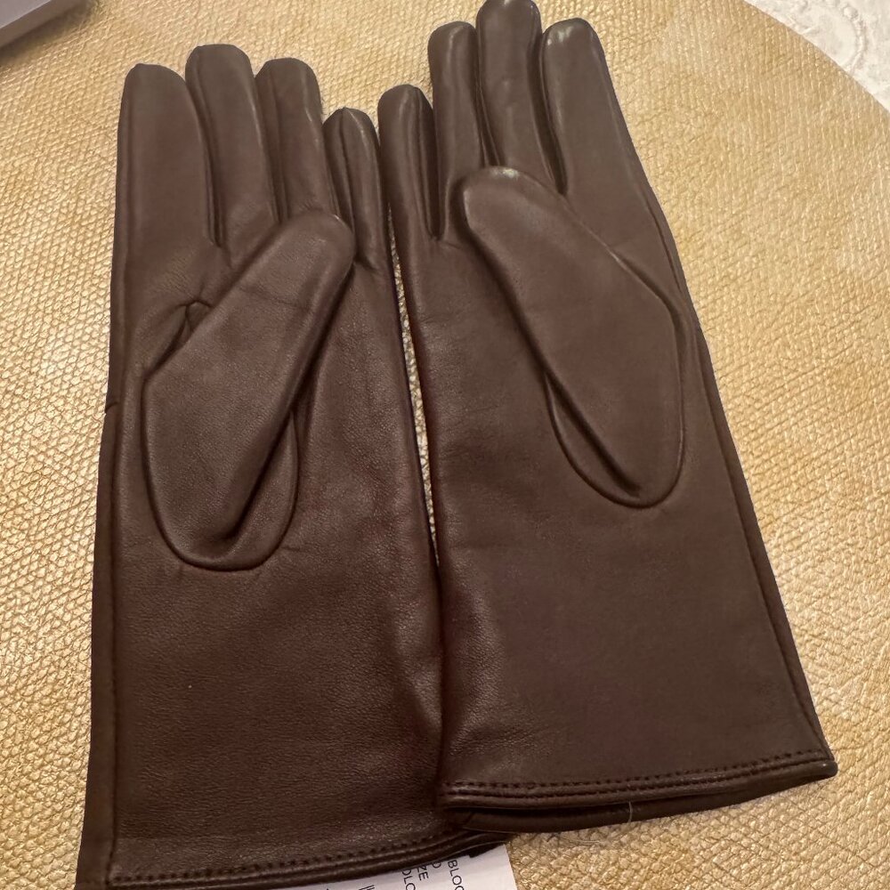 Bloomingdale's Texture Block Cashmere Lined Leather Gloves